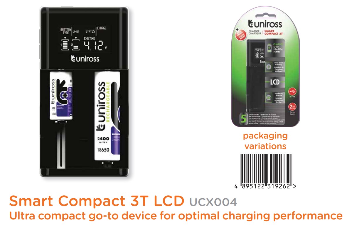 شارژر یونیروس مدل Smart Compact 3T LCD UCX004